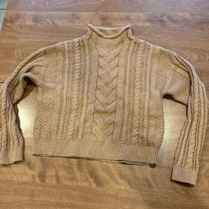 J. Crew Cable Knit Mock Turtleneck Sweater - Brown